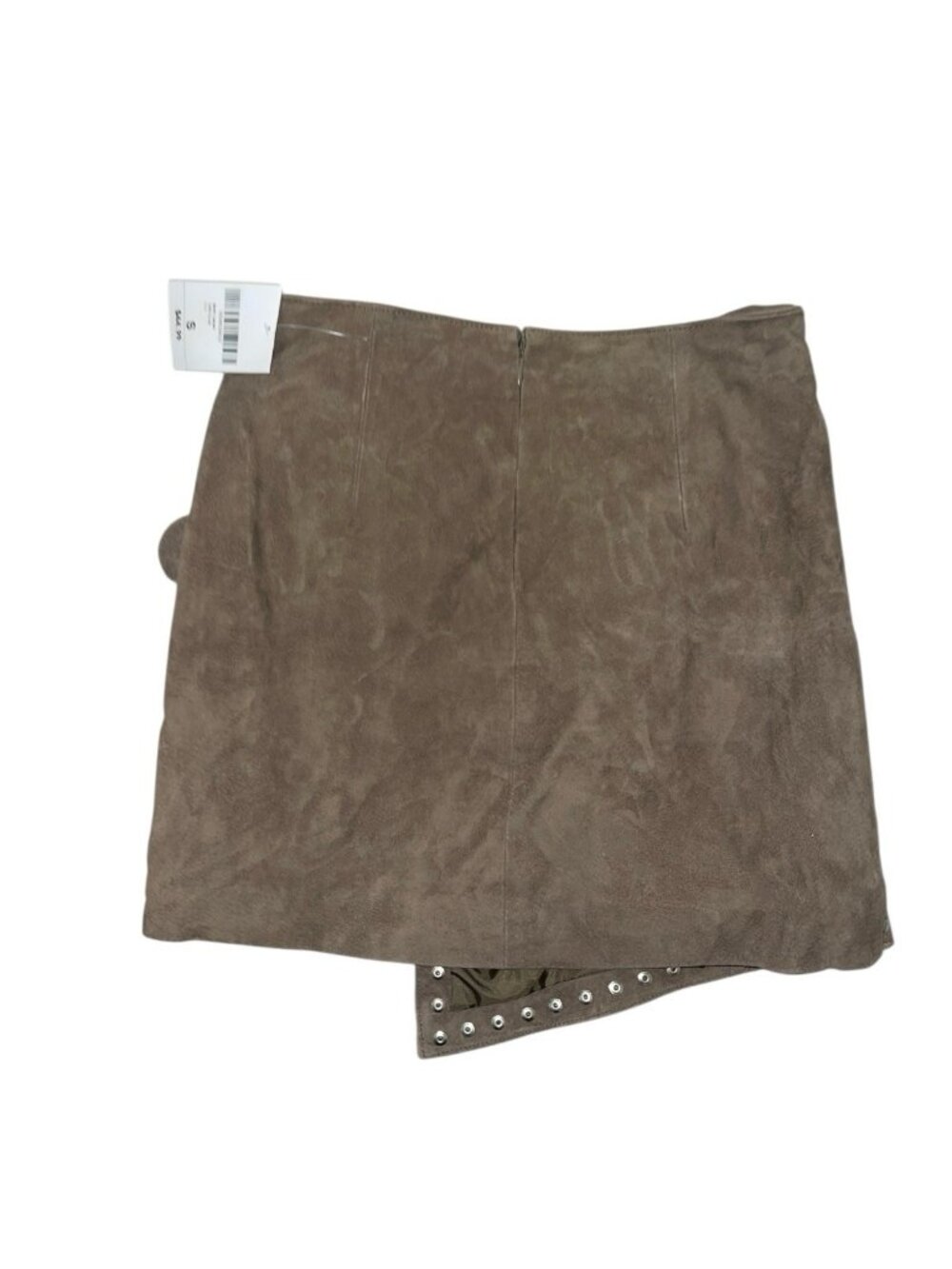 FOREVER 21 Women's Size Small 100% Leather Studded Faux Wrap Skirt Olive Green - Picture 2 of 10